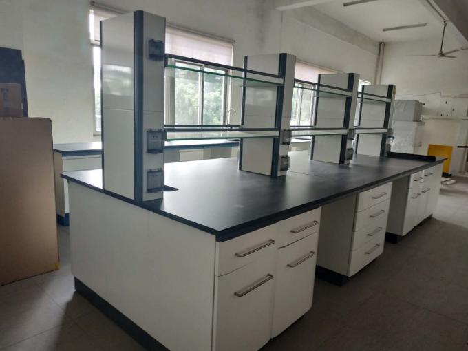 9 pies de largo todo el banco de trabajo central de la isla de la tabla del laboratorio de acero con la certificación 2 del ISO