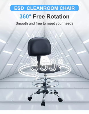 PU Leather Laboratory Stool Chair ESD Chair Antistatic Lab Stool With Backrest