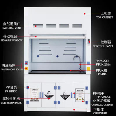 Hospital Laboratory Fume Hood 1800mm Lab Fume Cupboard Corrosion Proof