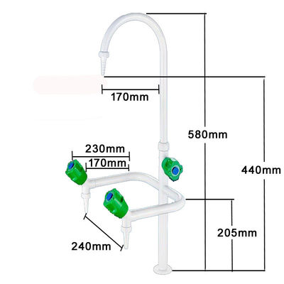 Gooseneck Lab Fittings Three Way Automatic Laboratory Water Faucet Sink Assay