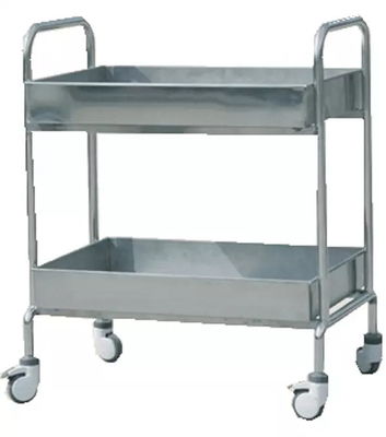SS Dressing Trolley Lab Fittings 4 Wheel Hospital Stainless Steel Trolley