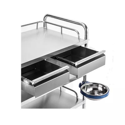 Hospital Surgical Instrument Trolley 840mm Stainless Steel Dressing Trolley 3 Shelves