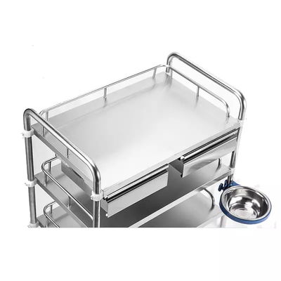 Hospital Surgical Instrument Trolley 840mm Stainless Steel Dressing Trolley 3 Shelves