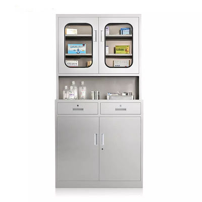 201 Stainless Steel Medicine Cabinet Durable Hospital Medicine Cabinet 2 Drawer 4 Door