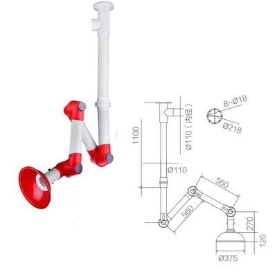 Three Joint Grade Pp Flexible Fume Arm Extraction