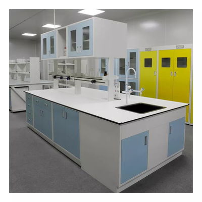Epoxy Island Bench ห้องปฏิบัติการ C Frame เหล็กกล้าไร้สนิม Lab Workbenches Island