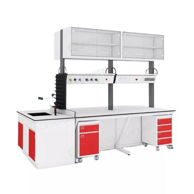 School Lab Work Bench Steel Wood Bench Work Laboratory With Storage Cabinet