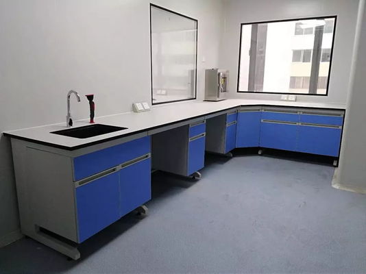 Microbiology Laboratory Wall Bench Plywood Chemical Lab Table With Resistant Sink